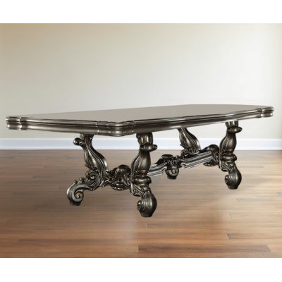 46" Platinum Solid Wood Trestle Base Dining Table