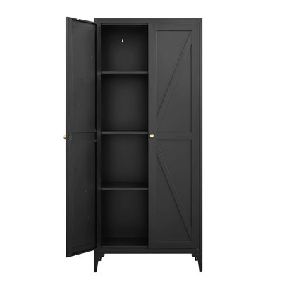 Armoire de rangement en métal avec 2 portes réglables pour garde-manger en métal