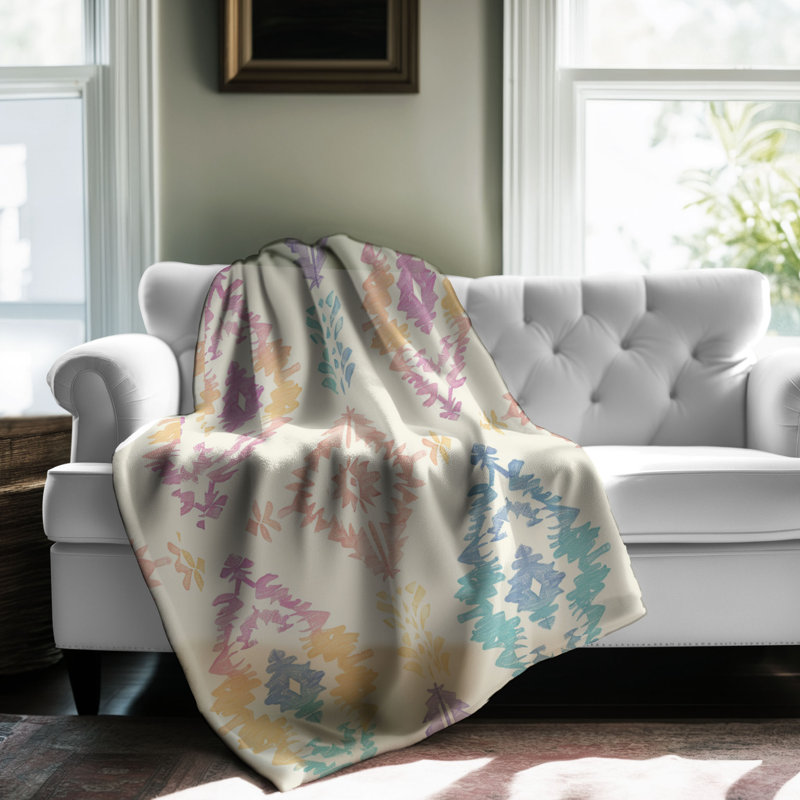 Couverture douce en sherpa de qualité supérieure 1 pièce Ikat Soft Aztec, Grand lit