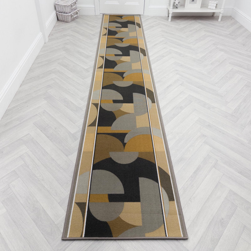 Runner Geometric Shapes Looped / Hooked Area Rug, Runner 100 x 210 cm