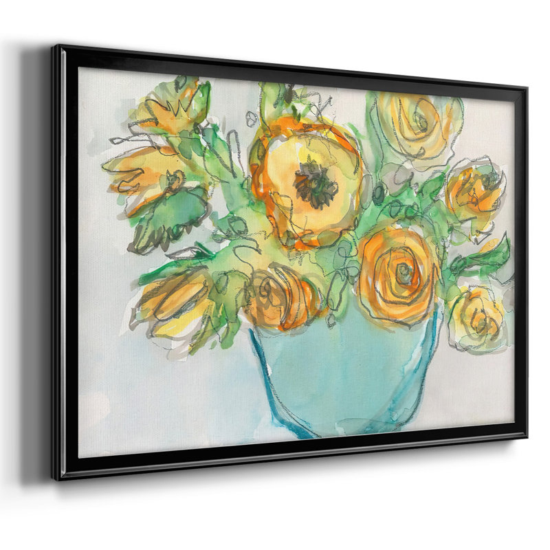 Spring Floral Accent II-Framed Gallery Wrapped Canvas_2779924, Noir, 30" H x 44" W x 1.5" D