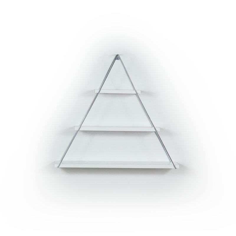 Étagère triangulaire murale en métal, Blanc / argenté