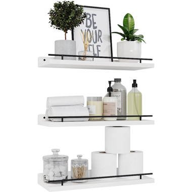 Latitude Run® 2 Tier Floating Corner Shelf-Black