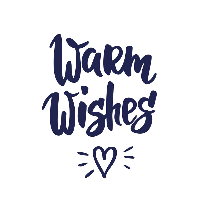 Warm Wishes Text - Wrapped Canvas Print, 30cm H x 30cm W x 3.8cm D