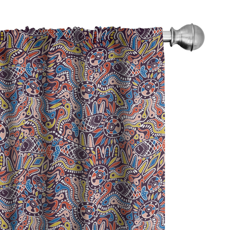 Ethnic Semi-Sheer Rod Pocket Curtain Panels, 28" x 95"
