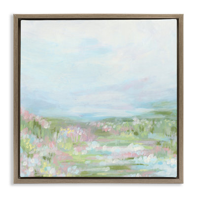 «Pastel Flower Field», art mural encadré sur toile flottante par June Erica Vess
