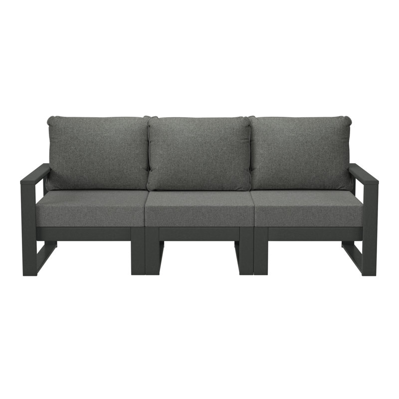 Outdoor Patio Sofa With Frame, Gray, Gray