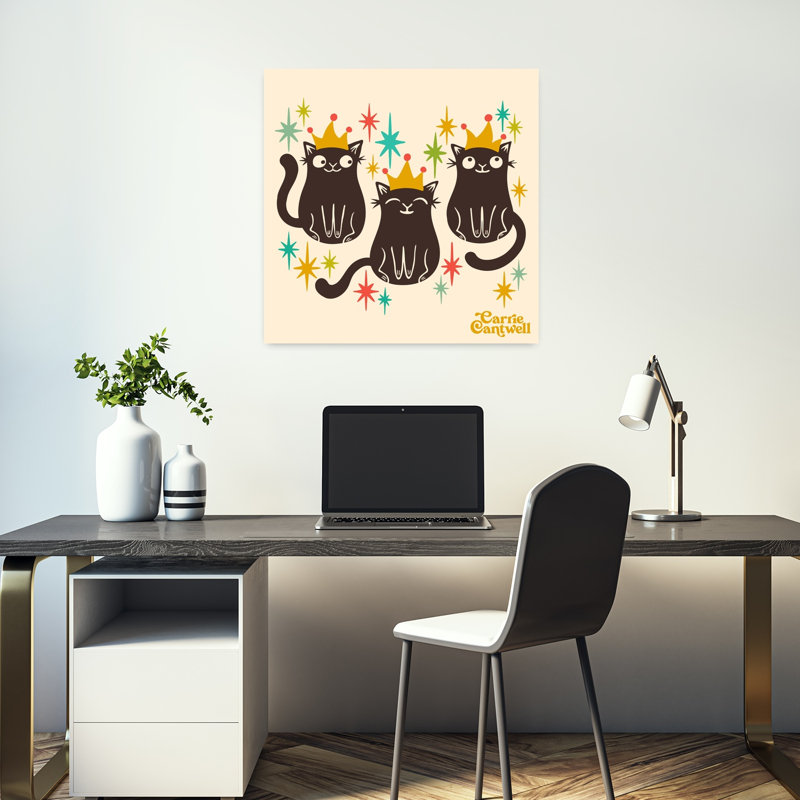Art contemporain rétro, art de chat, H 18 po x l 18 po