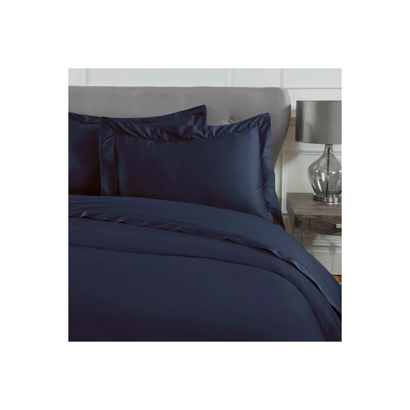 Felissia Sateen Machine Woven Pillowcase - Set of 2, Navy