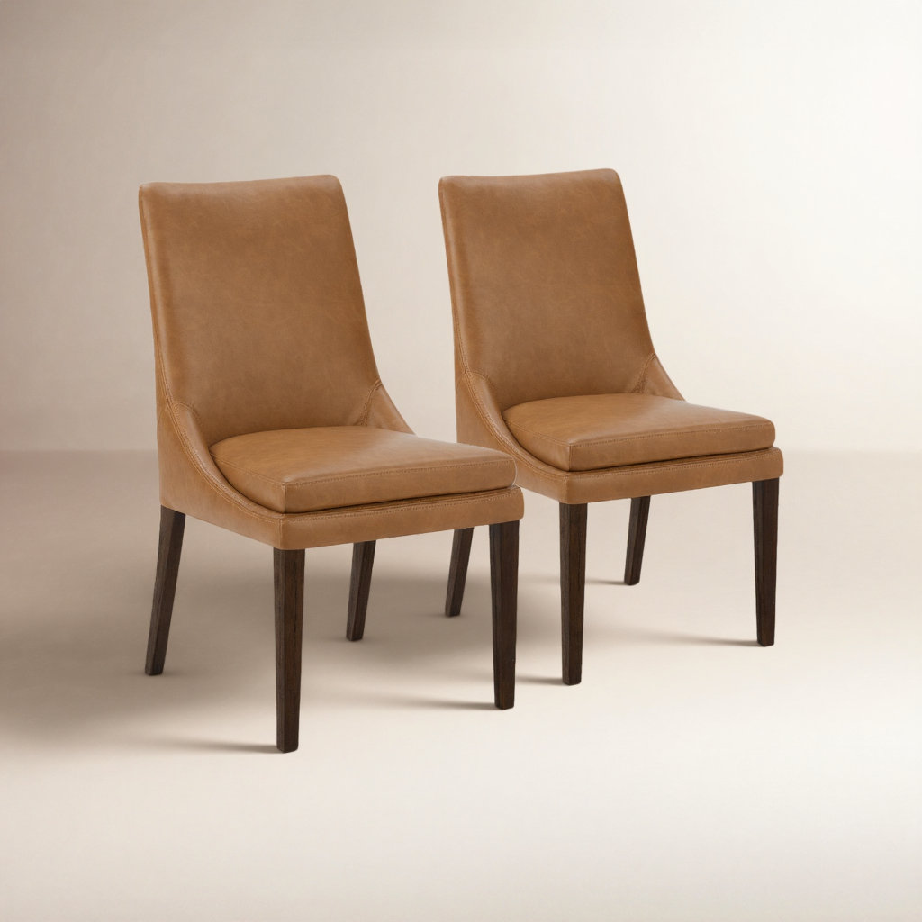 Niara Genuine Leather Parsons Dining Chair, Copley Camel Faux Leather