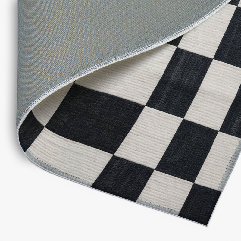 Tapis d'intérieur et d'extérieur à carreaux gris, Rectangulaire 2 pi x 3 pi