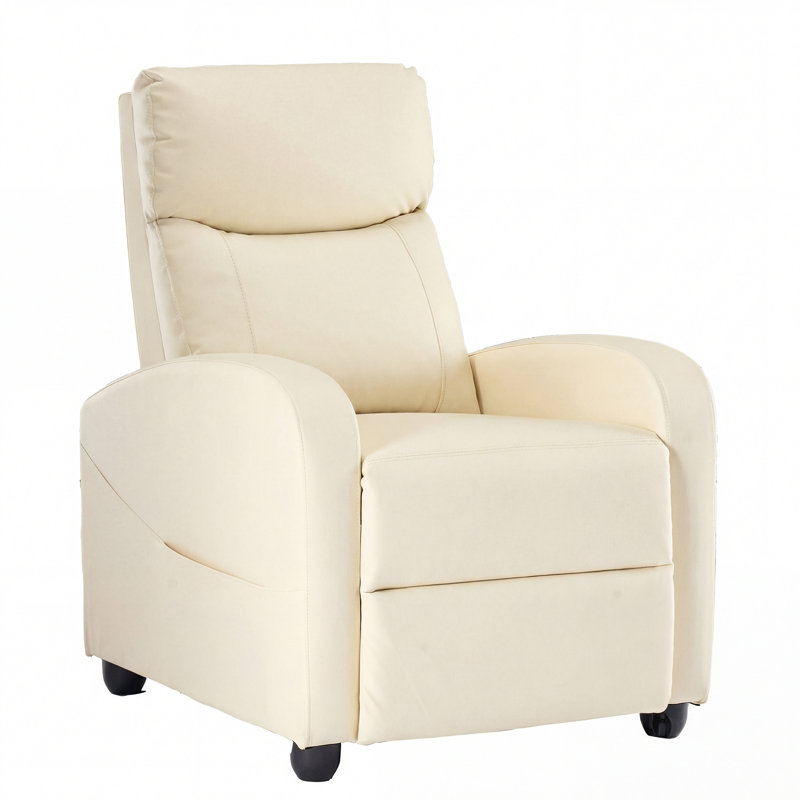 Ergonomic Massage Recliner Chair, 160° Manual Reclining Lounge Chair with 8 Modes & Remote Control, Beige