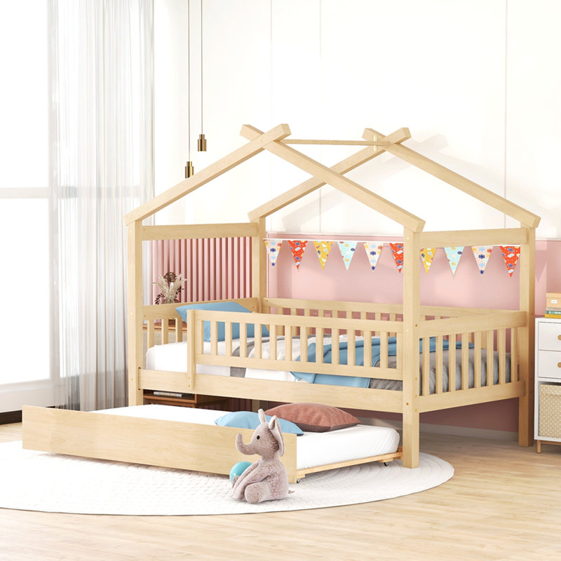 Lit simple en bois avec lit gigogne simple