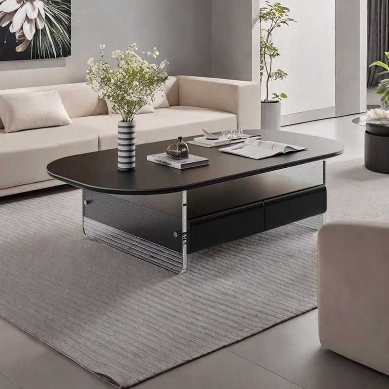 Table basse Minimalist, Noir, noir, noir, noir, H 14,56 po x L 47,24 po x l 27,55 po