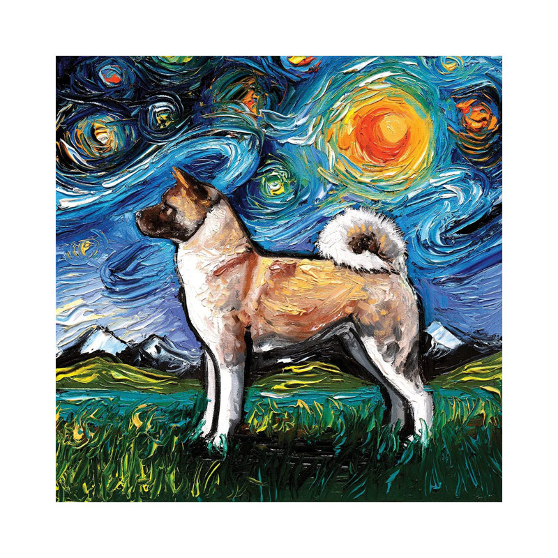 Akita Inu Night by Aja Trier - Print on Canvas, Wrapped Canvas, 45.72 cm H x 45.72 cm W x 1.91 cm D