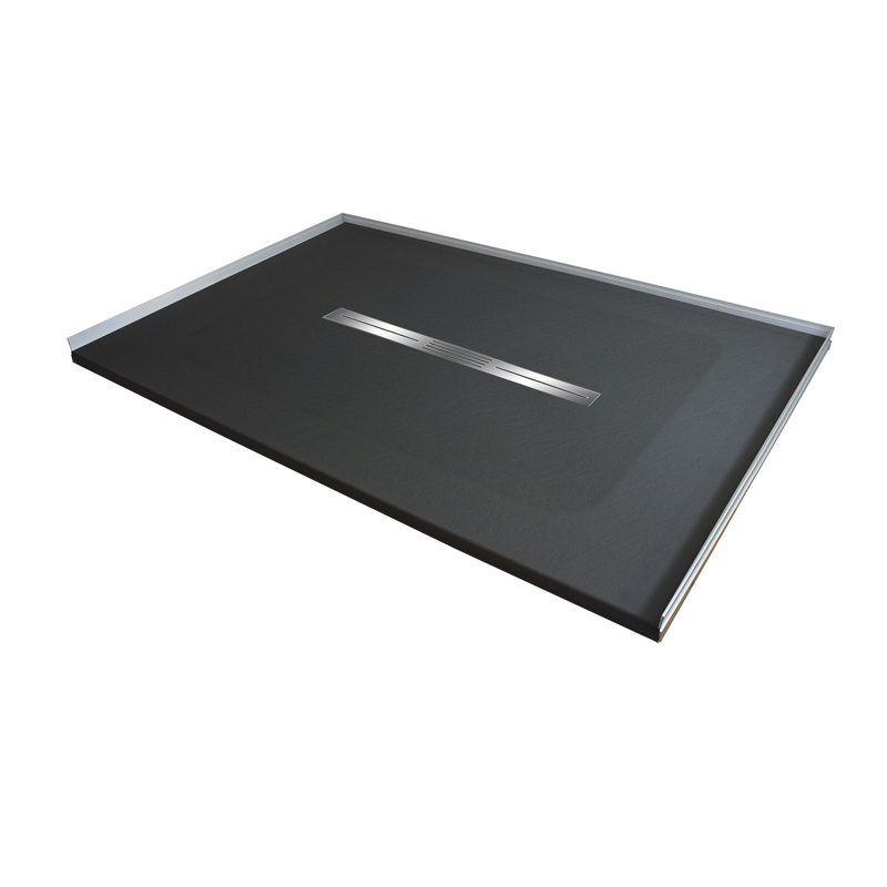 Base de douche avec seuil central 48 po x 36 po Transolor Trimslate, Noir, noir, noir, noir