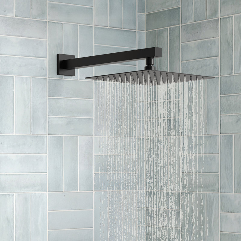 Wall Mount 10" High-Pressure Rainfall Shower System, Tub Shower Faucet Set with Rough-in Valve, Matte Black