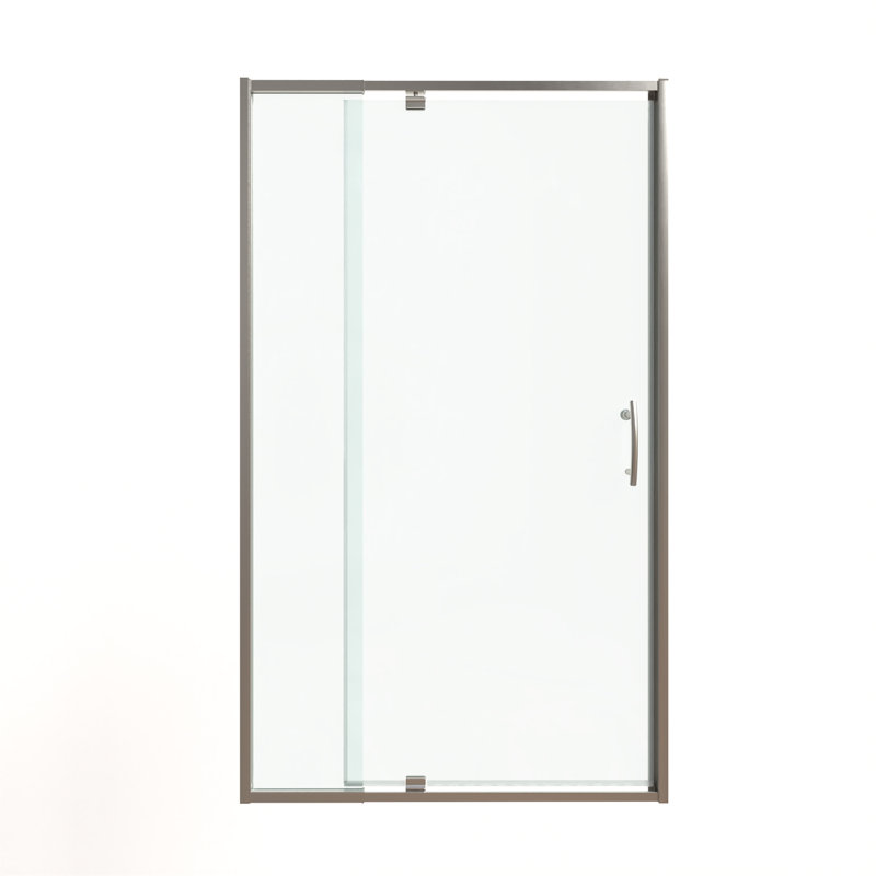 Pivot Semi-Frameless Shower Door With 1/4" Tempered Glass, Brushed Nickel, 42"W x 71"H