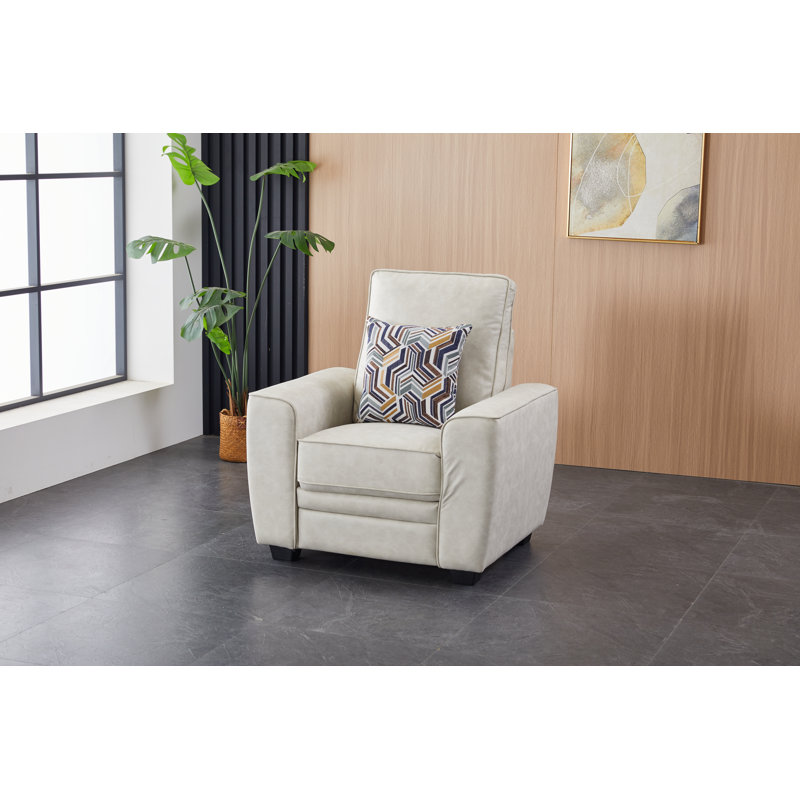 Chaise d'appoint en similicuir Contemporery avec coussin décoratif, coussins moelleux et accoudoirs, Beige