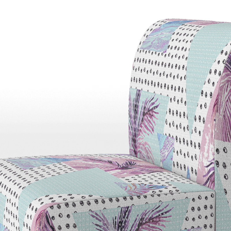 Fauteuil de chambre bleu à motif géométrique en velours