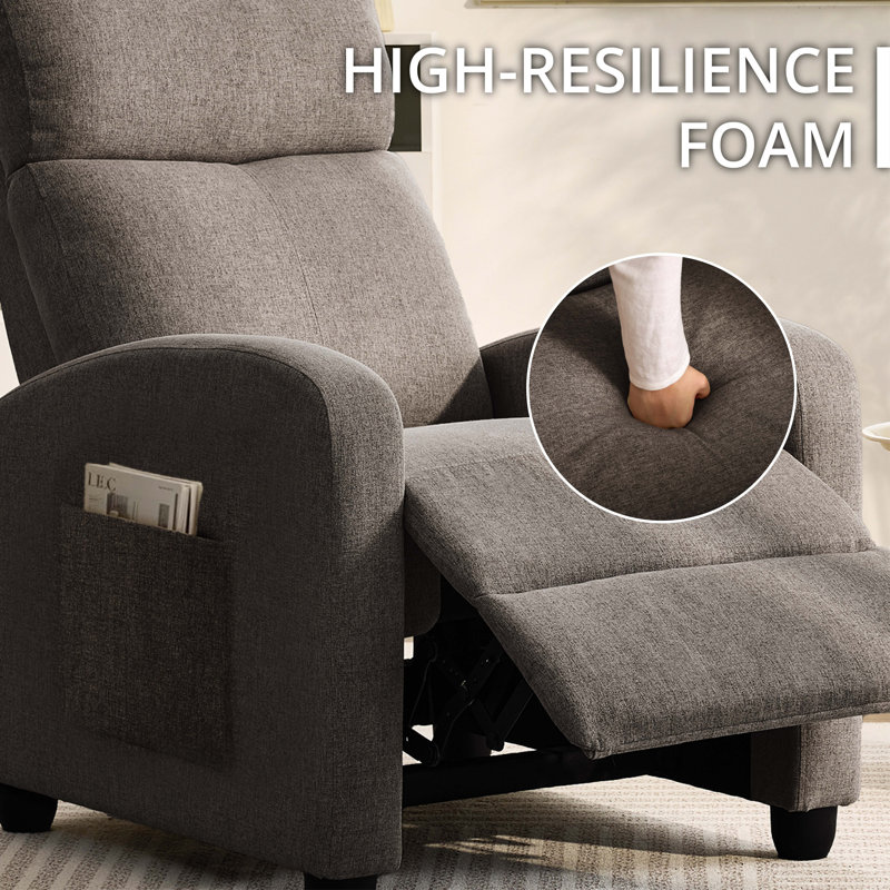 Fauteuil inclinable manuel de 27 po de large avec dossier et dossier (ensemble de 2), Mélange de lin gris
