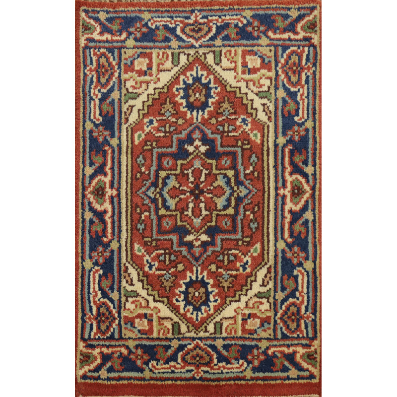 Orange Wool Medallion Traditional Foyer Rug 2x3