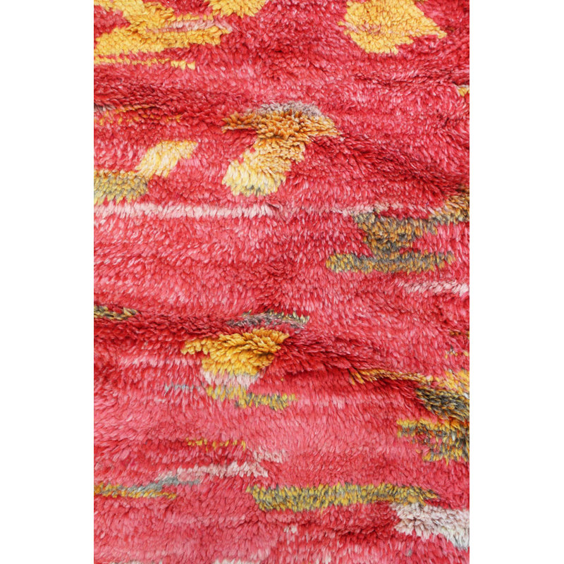 Tapis unique rouge / orange / gris de 9 pi 9 po x 12 pi 6 po Beni Ouraine
