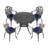 35.26-Inch Patio Dining Table With Black Cast Aluminum Frame - Weather Finish, Elegant Look 35.26" & Umbrella Hole High Temperature , Stylish Design