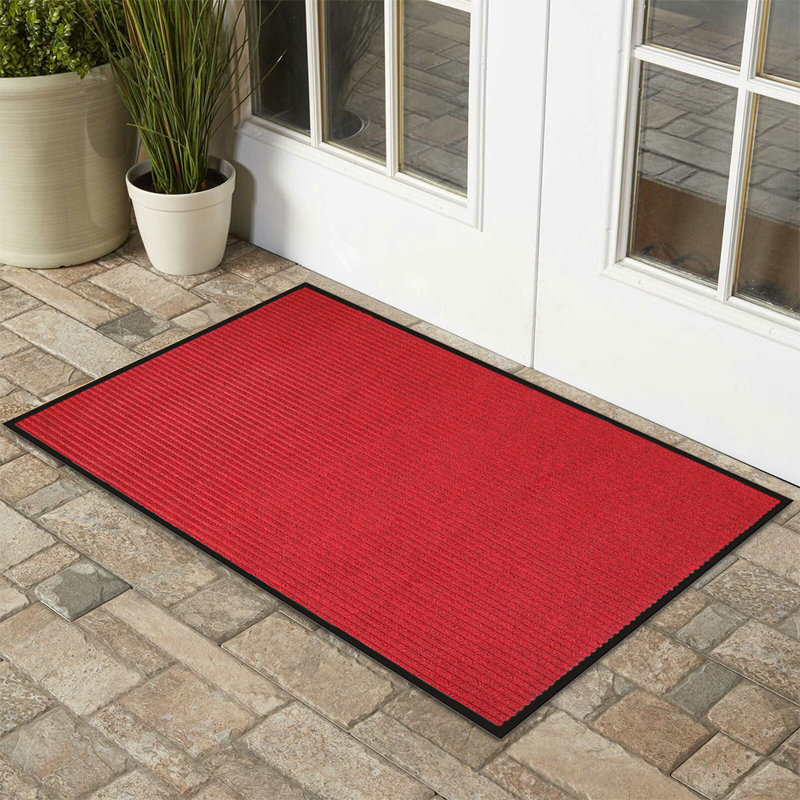 Tapis d'entrée antidérapant extérieur Aigan, Rectangulaire 1 pi 4 po x 2 pi, Rouge