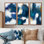 «Blue Glam Texture II», peinture sur toile 3 pièces