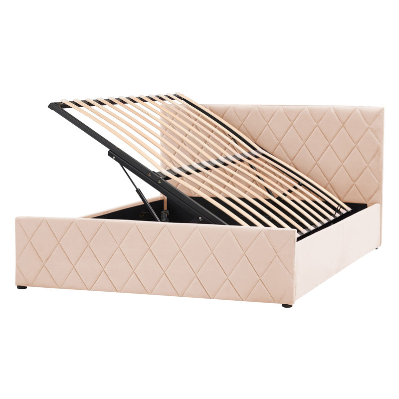 Skien Upholstered Bed, European Double (140 x 200cm), Beige