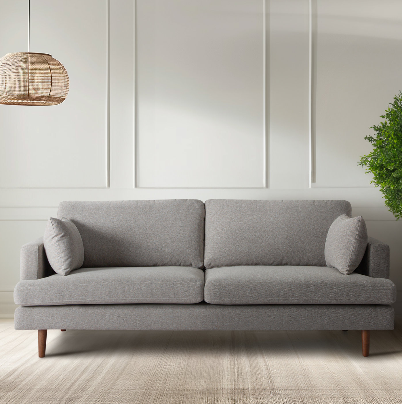 Laguna 83" Velvet Sofa, Mushroom Performance Basketweave