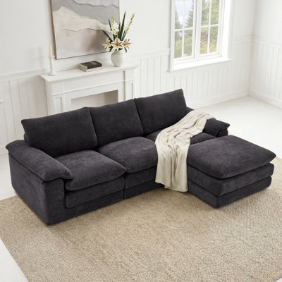 Boneless 104" Cloud Modular Sectional Sofa With 3-layer Seat Cushion, L-shape Compression Couch With Ottoman