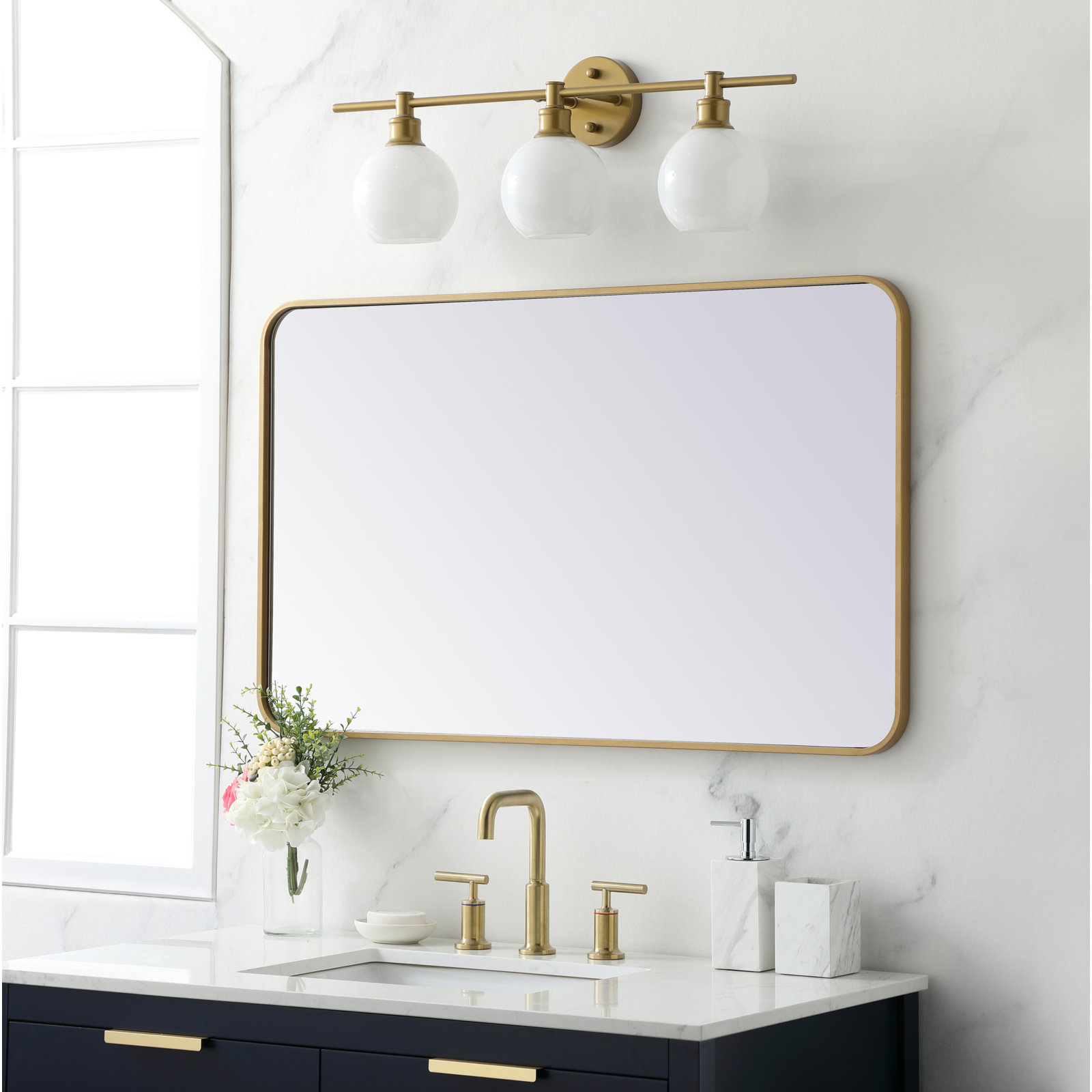 Sabine 36" Accent Mirror, Brass, 40" x 24"