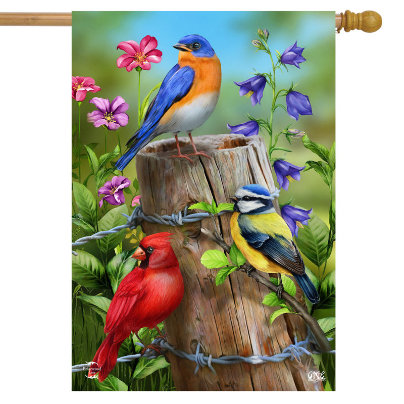 Drapeau de maison d'oiseaux de clôture