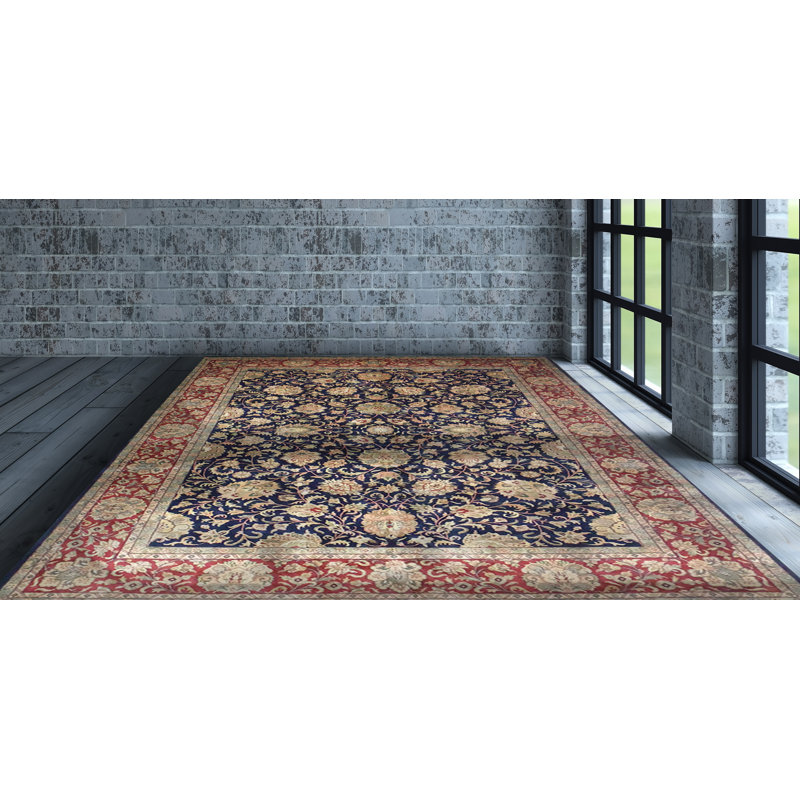 Tapis rouge en laine noué à la main 6 pi x 9 pi Southwestern