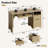 Labelle 55Inch Fluted Executive Desk with Power Outlet, Modern Computer Writing Desks with File Drawers, Home Office Desk with Keyboard Tray and Open Storage Compartment-771926578