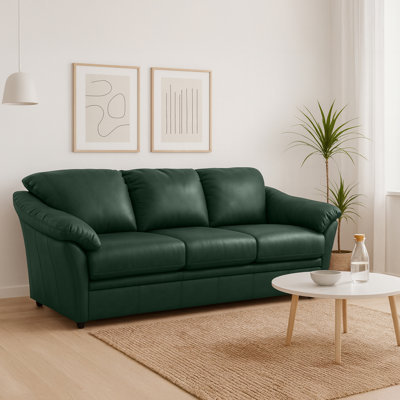 Ramdev 80" Genuine Leather Pillow Top Arm Sofa Bed Sleeper