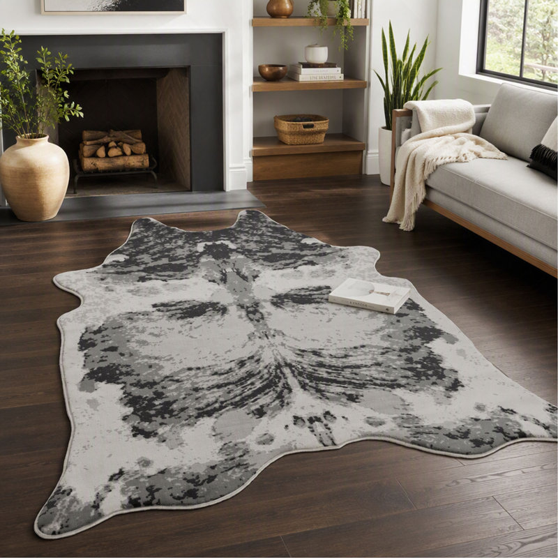 Tapis 5 pi x 7 pi avec construction durable, finition grise, style traditionnel pour le salon, la chambre à coucher et la salle à manger