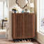 Armoire de rangement pour chaussures 24 paires en noyer avec portes persiennes-1909263637