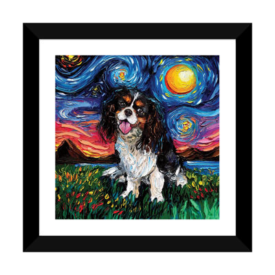 " Tri Color Cavalier King Charles Spaniel Night " by Aja Trier