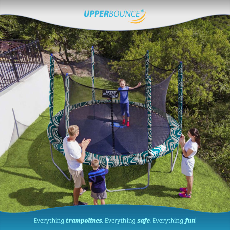 15 ft Maui Marble Round Trampoline with Safety Enclosure