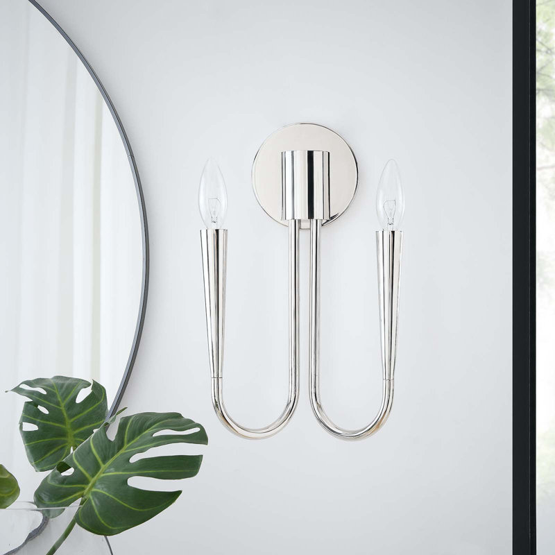 Polished Nickel Modern 2-Light Wall Sconce