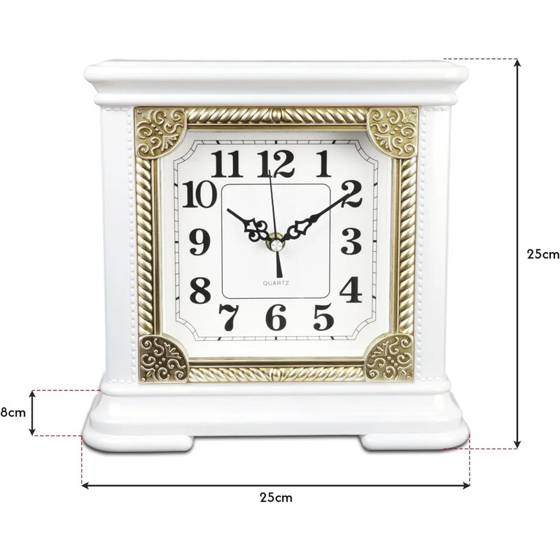 Petros Analog Electric Tabletop Clock, White