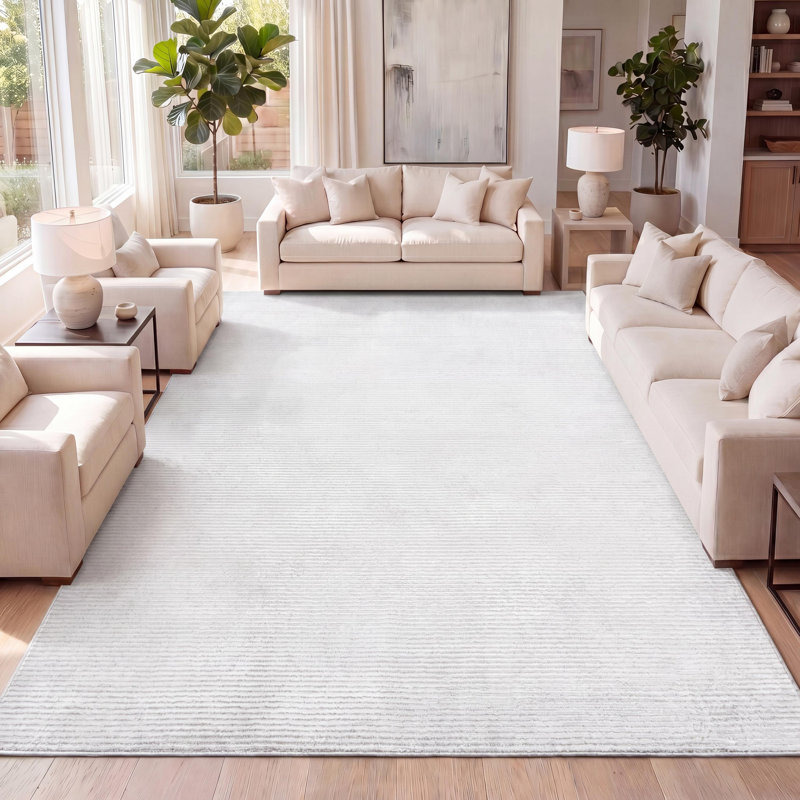 Tapis blanc / argenté Wolcott, Rectangle 7 pi 9 po x 10 pi