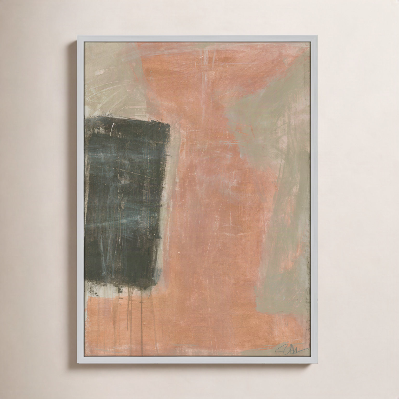 Anali "Autumn Sandbox" Painting, 35.5" H x 25.5" W x 0.75" D, Matte Silver
