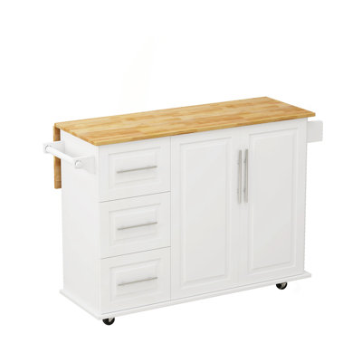 Kitchen Island Cart With 2 Door Cabinet And Three Drawers,43.31 Inch Width With Spice Rack,Towel Rack