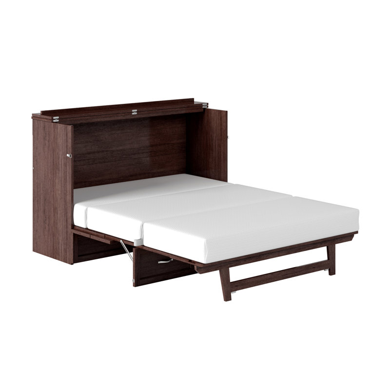 Commode escamotable Andriena avec matelas de 15 cm, rangement et chargeur intégré, Grand lit, Ambre légèrement brûlé
