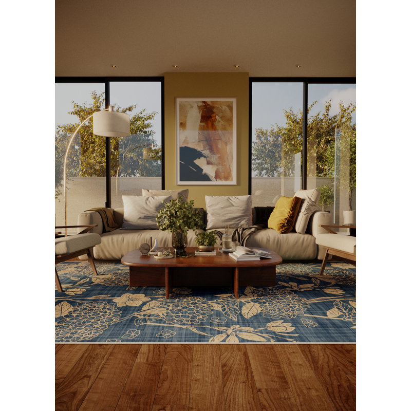Fisch Area Rug with Non-Slip Backing, Rectangle 2' x 3'