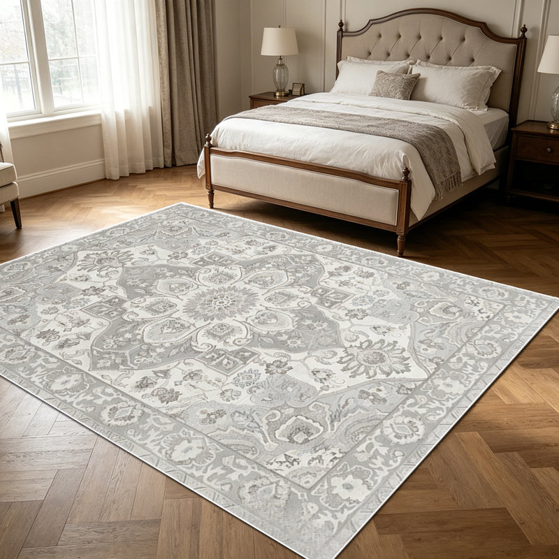 1PC Vintage Neutral Medallion Floral area rugs for Living Room, Soft and Comfortable, Suitable for all seasons, easy-to-maintain, machine washable Indoor floor mat, Under Table Farmhouse suitable for dining room, bedroom, entryway, home office,